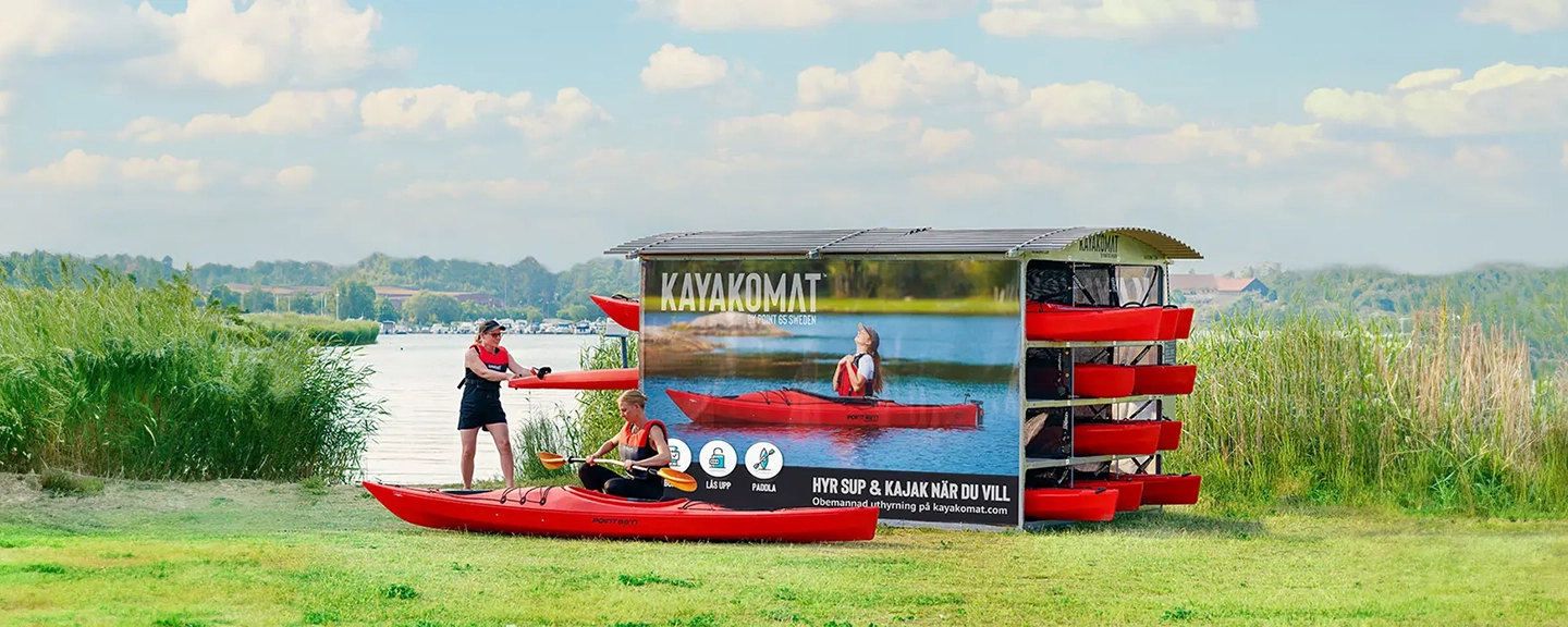 Personer framför Kayakomat